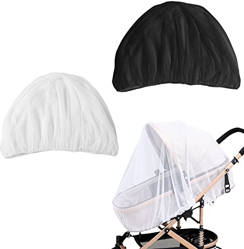 2 zanzariere universali, zanzariere a maglia fine per passeggini, culle e lettini da viaggio, per attività all'aperto, repellente per zanzare (nero, bianco)