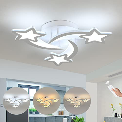 Comely Lámpara de Techo Regulable, 30W Moderno Plafon Led Techo con Mando a Distancia 3000K-6500K, Diseño Forma de Estrella Luz Techo para Salón Dormitorio Habitación Infantil Cocina, 53CM