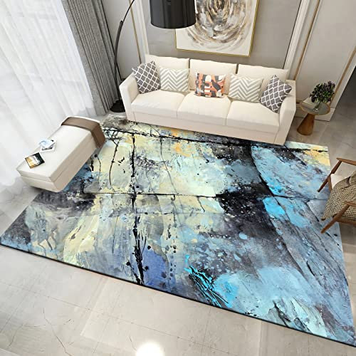 Teppich spielteppich,Rutschfestes, Langlebiges Teppichdesign Mit Blauer Schwarzer Tinte esstisch Teppich,Teppich kinderzimmer 180x250cm