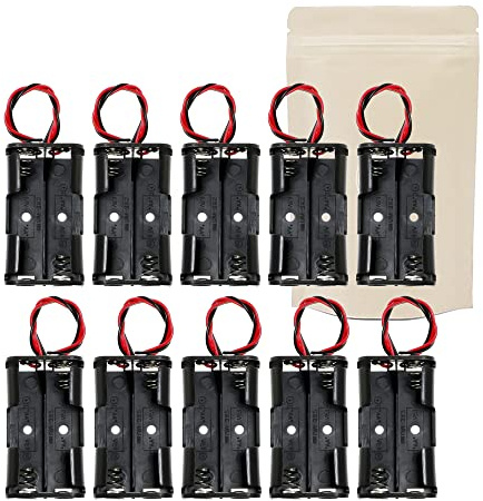 10X Armature Support Boite boitier pour 2 Pile Batterie AA LR06 avec Fils Noir Rouge coupleur