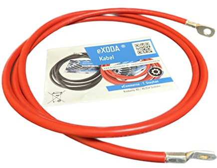 Exoda câble de batterie 25 mm² 200cm M8 M10 rouge flexibilité pour voiture bateau moto résistant à la chaleur en cuivre pur pour performance fiable et applications variées