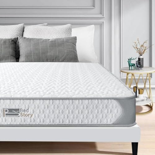 BedStory Einzelmatratze, 90 cm Federkernmatratze mit atmungsaktivem Schaumstoff, strapazierfähige Federkernmatratze, mittelfestes Gefühl, hautfreundliche Strickstoff-Schaumstoffmatratze für Einzelbett
