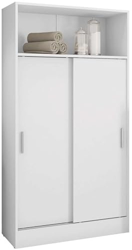 Miroytengo Armoire d'appoint pour salle de bain multifonction avec 2 portes coulissantes en mélamine Blanc 81 x 157 cm