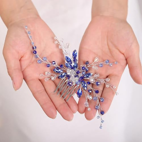 Böhmischer Haarkamm, blaue Kopfbedeckung, Kristalle, Strandhochzeit, Kopfschmuck, schicke Kopfbedeckung, Haarschmuck für Frauen, Hochzeit, Blau