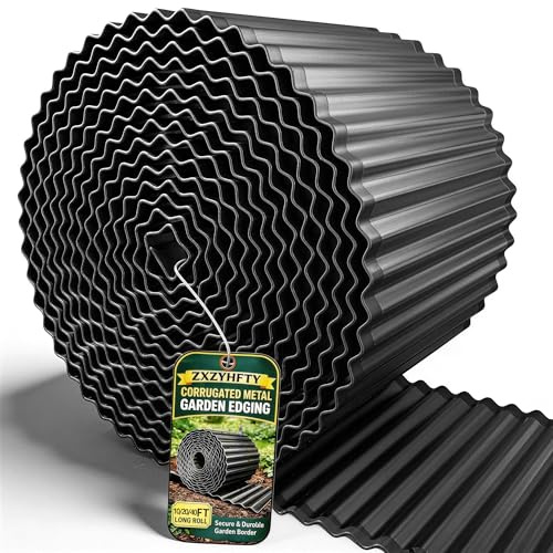 ZXZYHFTY Corrugated Metal Garden Edging, 6 x 40Ft Black Landscape Border for Lawn, Flower Beds, Paver Edging, Durable Garden Fence.