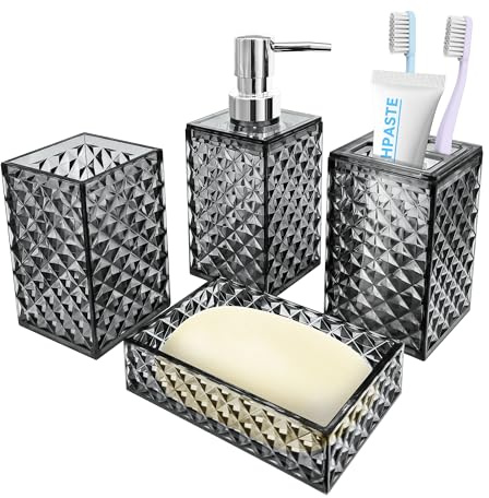 Seeatoo 4 PCS Bathroom Accessory Set, Grey Bathroom Accessories Set