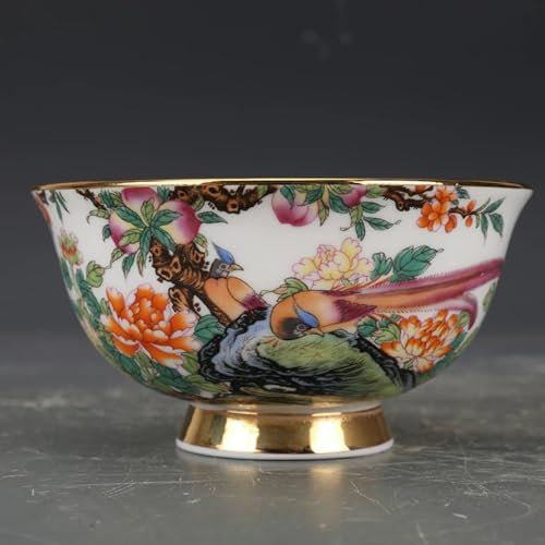 YTDJJWLS Cuenco de porcelana antigua esmaltada de la dinastía Qing de 13 cm