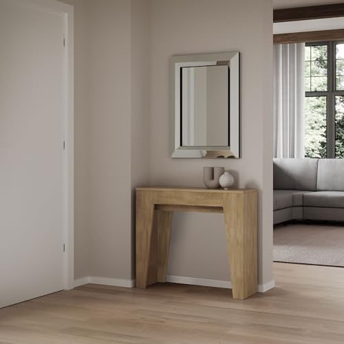 IMAGO FACTORY Marlow – Ausziehbarer Konsolentisch für Esszimmer (bis 181 cm) moderner Konsolentisch für den Eingang, ausziehbarer Küchentisch, hergestellt in Italien (Eiche Natur)