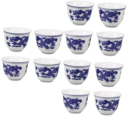 Alipis 12 Pièces Tasse à Thé Traditionnelle Chinoise Tasse De Thé Chinoise Vaisselle Traditionnelle e Gobelet Tasse à Thé Vintage Soupière Bol à Thé Kungfu Céramique