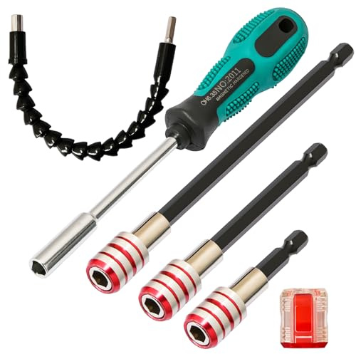 1/4 Sechskantschaft Bit Bithalter,Winkelschrauber Aufsatz Set, Winkelaufsatz Set bit Verlängerung,Winkelaufsatz für Akkuschrauber,Flexibler Bithalter Verlängerung Akkuschrauber Set