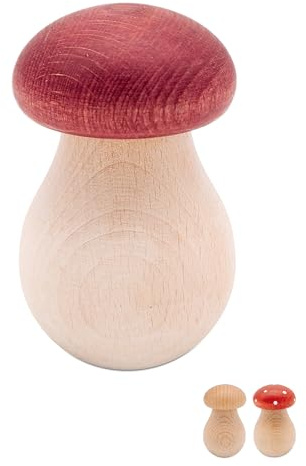 wunderwunsch® - Personalisierter Nussknacker Pilz mit Gravur aus Holz Pilze Deko - Nussknacker Walnüsse - Nussknacker Deko oder Adventskalender Füllung (ohne Name,Braun Weiß)