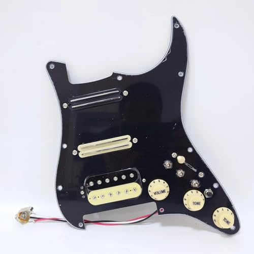 Vorverdrahtetes Schlagbrett für Gitarre, Spule Splittin SSH Alnico 5 Humbucker Tonabnehmer für Fender USA / Mexiko Stratocaster Ersatzteile (schwarz)
