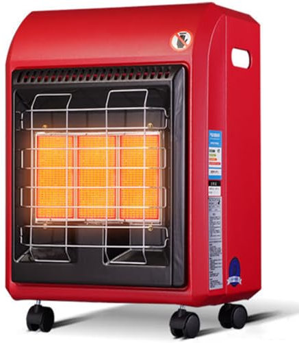 Calentador de Gas portátil con Ruedas, Calentador infrarrojo de 4,2 KW, Modo de Encendido eléctrico con protección contra Fallos de Llama y 3 ajustes de calefacción, Calentador de Gas Independiente