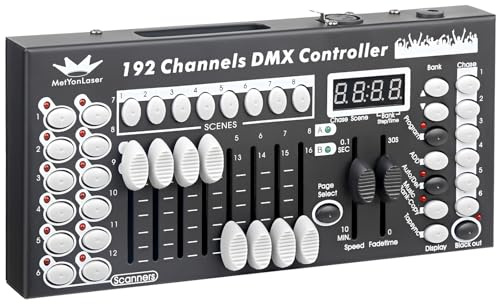 DMX-Controller, console DMX, console DMX512 a 192 canali, pannello di controllo per la modifica del programma per l'illuminazione scenica (nero)