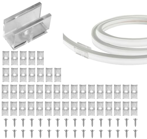 Oupdate 100 Stück LED Neon Montageclips 6x12mm mit 100 Schrauben LED-LichtStreifen Befestigungsklemmen Light Streifen Befestigung Halterung Lichtschlauch Clips für 6mm/5.5mm Lichtstreifenclips DIY