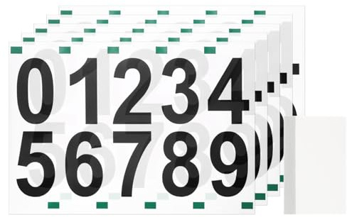 sourcing map 5 Sheets/50 Pcs Mailbox Numbers for Outside, 2 Inch 0-9 Vinyl Self-Adhesive Numbers Stickers Waterproof House Sticker with Scraper for Signs Doors Address, Black