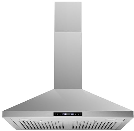 FIREGAS Wall Mount Range Hood 30 Inch, 900 CFM Ducted Kitchen Hood 3-Speed Exhaust Fan, Gesture/Touch Control, Timer, 2 Baffle Filters, Stainless Steel Stove Vent Hood