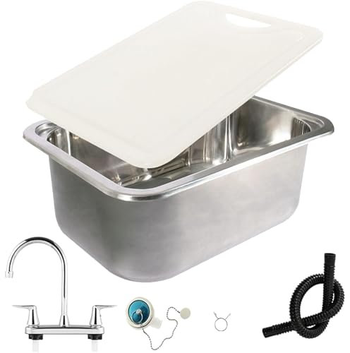 CHBMZ RV Camping Spüle Bausatz, Rechteckiges Handwaschbecken für Wohnmobile, Waschbecken mit Deckel, Einbauspüle, für Wohnmobil, Camper, Wohnwagen, Boot, Anhänger