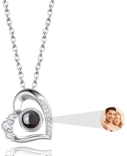AAQ Personalisierte Kette mit Bild - Projektionskette mit eingebettetem Foto, personalisierte Geschenke für Frauen und Mama zu Weihnachten und Geburtstag
