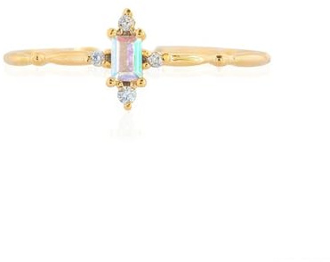 Wycian Ringe Damen Elegant Trauringe In Gold 9K Gelbgold Au375 3X7mm Rechteckige Form Amethyst Größe 50 (15.9) Vorsteckring für Lesben Klassisch Schmuck