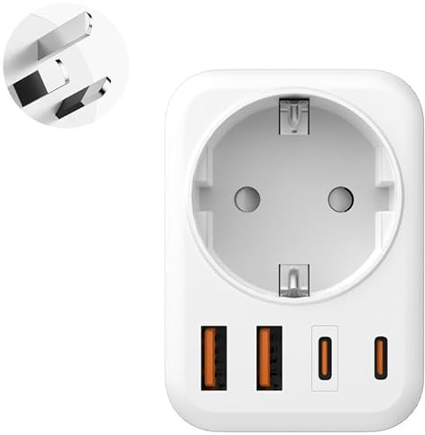 Adaptateur Australie, Adaptateur Prise Australie, 5 en 1 Adaptateur de Voyage Australie avec 1 AC & 2 USB-C & 2 USB-A (3.4A) pour Australie Chinoise Nouvelle Zelande Fidji Argentine, Adaptateur Type I