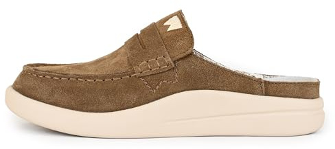 Kickback Frenchy Mocasines Slip‑On de Ante para Mujer – Diseño Mule Penny Ligero con Suela Antideslizante y Plantilla Ortopédica Acolchada – Zapatos de Verano Smart Casual - Khaki Brown, EU 41