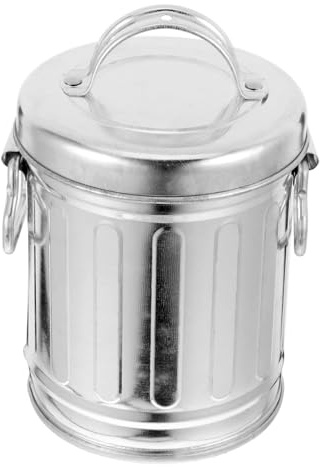 Ciieeo Vintage Galvanized Iron Bucket Ashtray with Lid Small Desk Trash Can for Bedside Home Office Kitchen Multi Functional Compact Storage and Decorative Pail