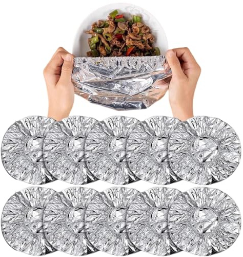 MIUPOO Wiederholbare Aluminium Folie Lsolierabdeckung,Hitzebeständig Frischhaltefolie für Küche,Tabelle Lebensmittel Isolierung Abdeckung,Thermo Frischhaltebeutel aus Aluminium,10 Stück,Silber.