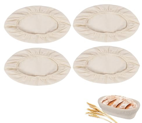 Bread Proofing Basket Cover, 4PCS Oval Sourdough Proving Basket Cloth Liner, Bowl Covers for Bread Proofing for Sourdough, Jars and Rising Dough (4pcs-Oval)