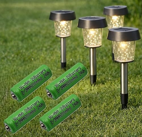 4 Stück LogiCell Wiederaufladbare 2/3AAA NI-MH-Akku 200mAh, 1,2V für Solarprodukte Solar Batterie, mit geringer Selbstentladung für Außen-Solarleuchten Solarlampen