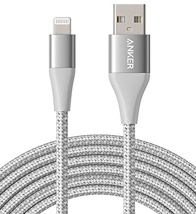 Anker PowerLine+ II Lightning Cable, MFi Certified for Flawless Compatibility with New Airpods, iPhone XS/XS Max/XR/iPhone X/ 8/8 Plus/ 7/7 Plus/ 6/6 Plus and More (10 ft, Silver)