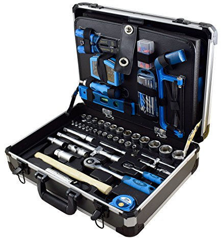 Ferrestock FSKJH176, Valigetta professionale in alluminio rinforzato, con set di attrezzi, 176 pezzi.
