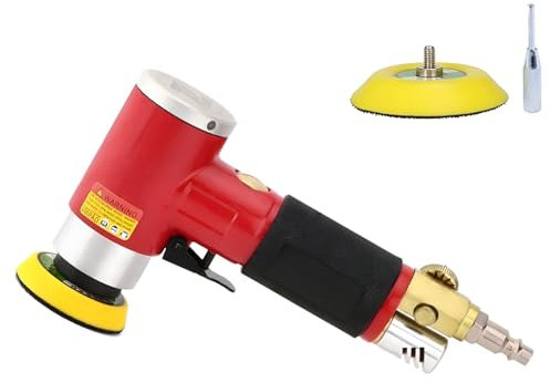 Smerigliatrice eccentrica Smerigliatrice angolare pneumatica/Lucidatrice Mini lungo rettilineo rosso (con Disco abrasivo da 50 mm e 75 mm) (Rosso)
