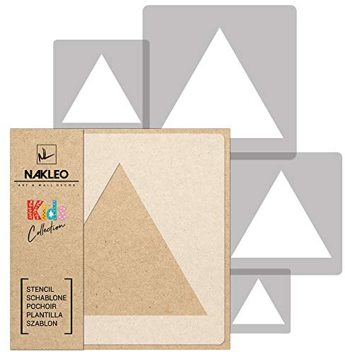 NAKLEO Schablonen Malen für Wandgestaltung im Kinderzimmer, 5 Stück Set 9x9 bis 34x34cm Geometrisch Dreieck Figur, Kinderzimmer Malvorlage Raumdekoration, Basteln DIY Wand Möbel