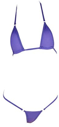 LinvMe Women's Extreme Sexy Hot Silk Micro Bikinis Set Mini Thong Swimwear Purple