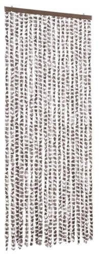 vidaXL Insektenschutz Vorhang Flauschvorhang Plüschvorhang Türvorhang Fadenvorhang Fliegenschutz Wohnwagen Camping Taupe Weiß 56x185cm Chenille