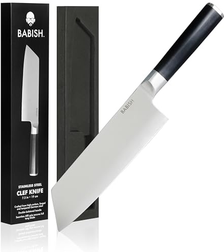 Babish High-Carbon 1.4116 German Steel Cutlery, 7.5 Clef (Cleaver + Chef) Kitchen Knife, Good Housekeeping Standout Knife of 2022