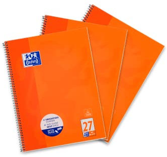 Oxford Collegeblock A4 liniert, mit Doppelrand, 80 Blatt, orange, 3 Stück
