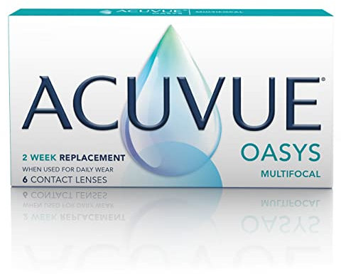 ACUVUE OASYS MULTIFOCAL Kontaktlinsen – Gleitsichtlinsen für den Nah-, Zwischen- und Fernbereich – -4.25 dpt und BC 8,4 – Addition M – Mit UV Schutz und Austrocknungsschutz – 6 Linsen