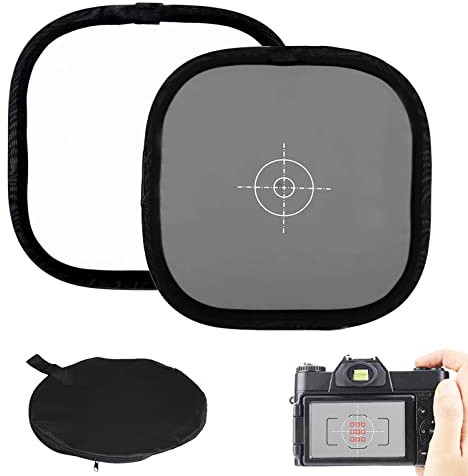GraueKarte Weißabgleich Karten 30 cm Faltbare 18% Doppelseitige Graukarte Portable Focus Board Weiß Ausgleich Fokuskarte Eferenzkarte mit Tragetasche für Digital Kamera Fotografie Zubehör