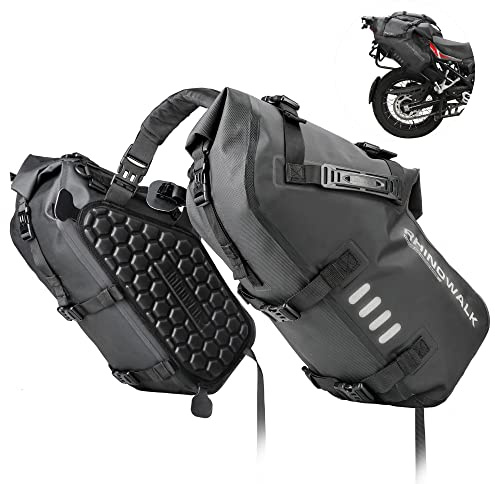 Rhinowalk Motorcycle Saddlebags 28L(14L*2) Waterproof Motorbike Side Bags, Travel Luggage Panniers with Shoulder Strap for Adventure & Sport Motorcycle Racks, 1 Pair