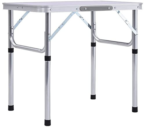MOONAIRY Klappbarer Campingtisch, Klapptisch, Camping Tisch, Tapeziertisch, Balkon Klapptisch, Beistelltisch, Campingmöbel, Weiß Aluminium 60x45 cm
