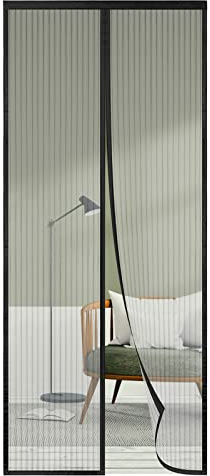 Mosquitera Puerta Magnética 60x190, SHA2WEN Mosquiteras para Puertas Negro, Disfrute del Buen Verano en Familia