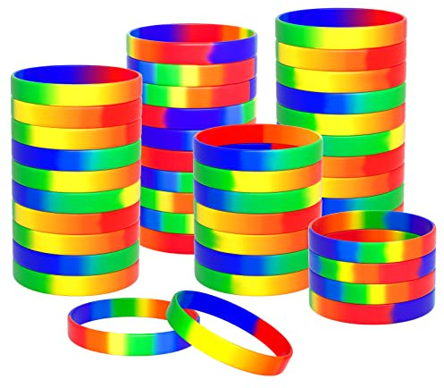 Bouiexye 78pcs Gay Pride Silicone Wristbands - Rainbow LGBT Wristbands for Parades & Festivals