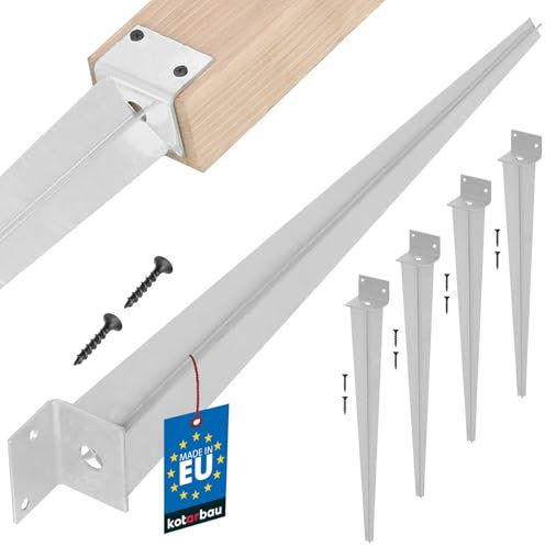 KOTARBAU® Lot de 4 supports de poteau à enfoncer L 60 x 500 mm Support idéal pour les constructions galvanisées