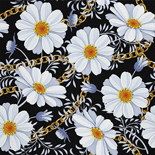 HEKO PANELS Stoff Oxford Wasserdichte Meterware Canvas-Stoff Polyester Stoff Zum Nähen Nähstoffe Dekostoffe Wasserabweisend Blickdicht Gänseblümchen Blumen 1 Meter 155 x 100 cm