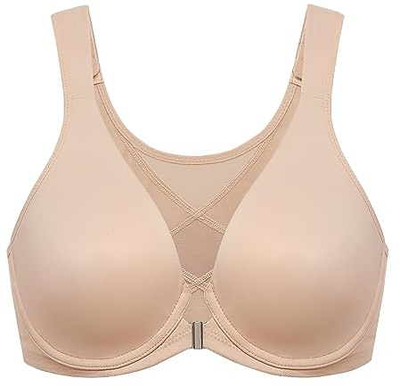 DELIMIRA Front Fastening Posture Plunge Bra | Full Coverage, Plus Size, Underwire, Unlined, Back Support, Seamless, B-H Cups, For Women