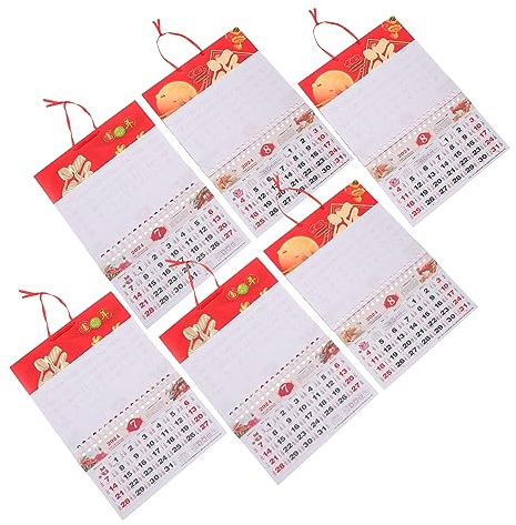 Ciieeo 6pièces Calendrier Lunaire Suspendu Calendrier Pratique Pour Maison Style Chinois Pour Planification Quotidienne Fêtes Traditionnelles