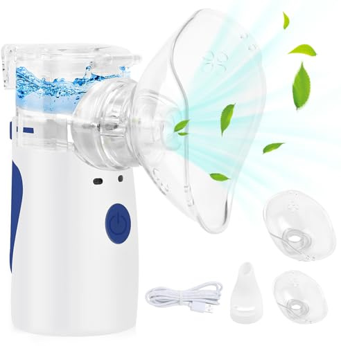 Nebulisateur Inhalateur pour Adultes et Enfants, Aérosol Nébuliseur Inhalateur, Aerosol avec embout buccal et masque, Appareil à Ultrasons Aérosol Efficace pour Soulager la Respiration