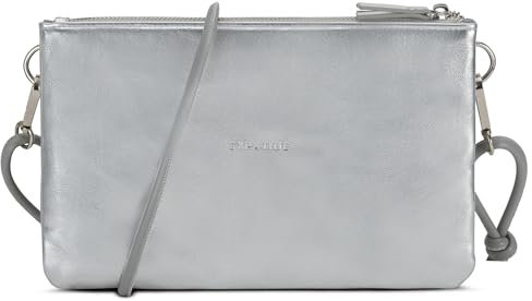 Expatrié Clutch Damen Silber Grau - Emilie - Stylische Umhängetasche für Hochzeit, Party & Freizeit - Kleine Handtasche in zwei Farben - Crossbody Bag für Frauen - Längenverstellbarer Schultergurt